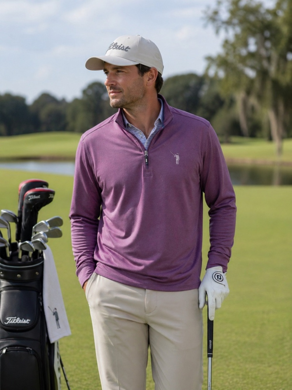 William Murray Golf Men's Purple Quarter-Zip Shirt Jacket